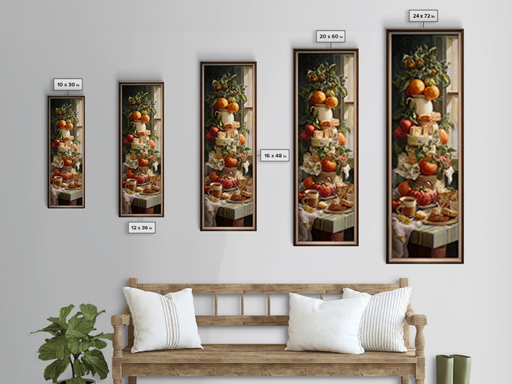 Sunlit Pastry and Coffee Arrangement Canvas Print, Coffee Shop Art, Kitchen Wall Decor, Cafe Decor, Oil Painting, Cafe, CSA-1x3-55