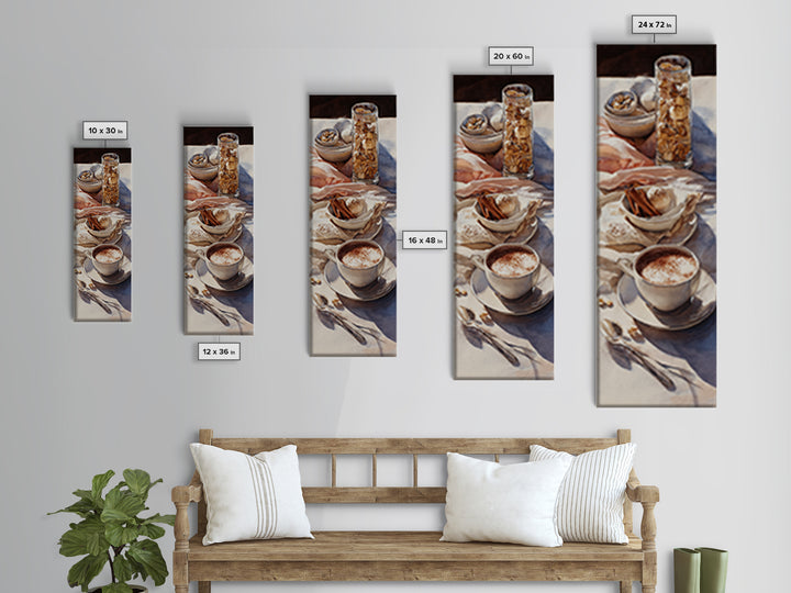 Cinnamon Sticks and Cappuccino Foam Still Life Canvas Print, Coffee Shop Art, Printable Art, Cafe Decor, Abstract Art, Cafe, CSA-1x3-60