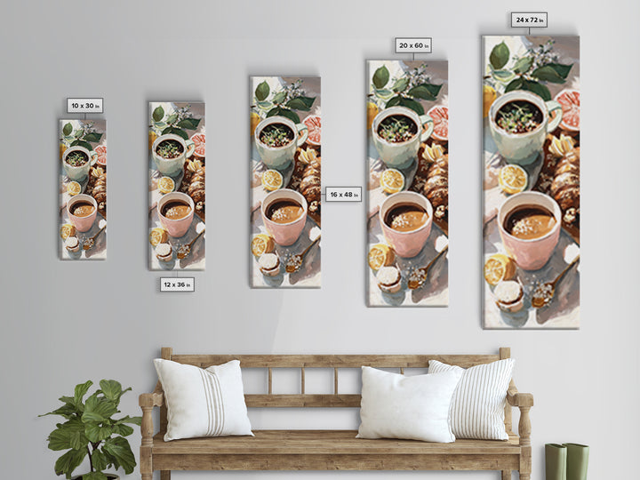 Two Cups Facing Each Other Canvas Print, Coffee Shop Art, Farmhouse Decor, Cafe Decor, Fine Art, Cafe, Moody Wall Art, CSA-1x3-73