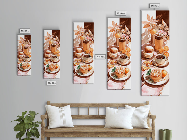 Sunlit Pastry and Coffee Arrangement Framed Canvas Print, Coffee Shop Art, Coffee Art, Cafe Decor, Fine Art, Cafe, CSA-1x3-79
