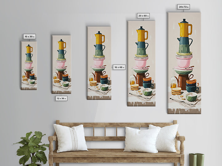 Mid Century Coffee Pot Canvas Print, Coffee Shop Art, Boho Decor, Cafe Decor, Oil Painting, Cafe, Printable, Printable Wall Art, CSA-1x3-82