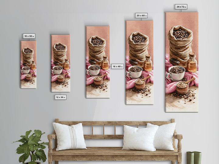 Coffee Beans and Burlap Sack Still Life Canvas Print, Coffee Shop Art, Contemporary Art, Cafe Decor, Cafe, Printable Art, CSA-1x3-86