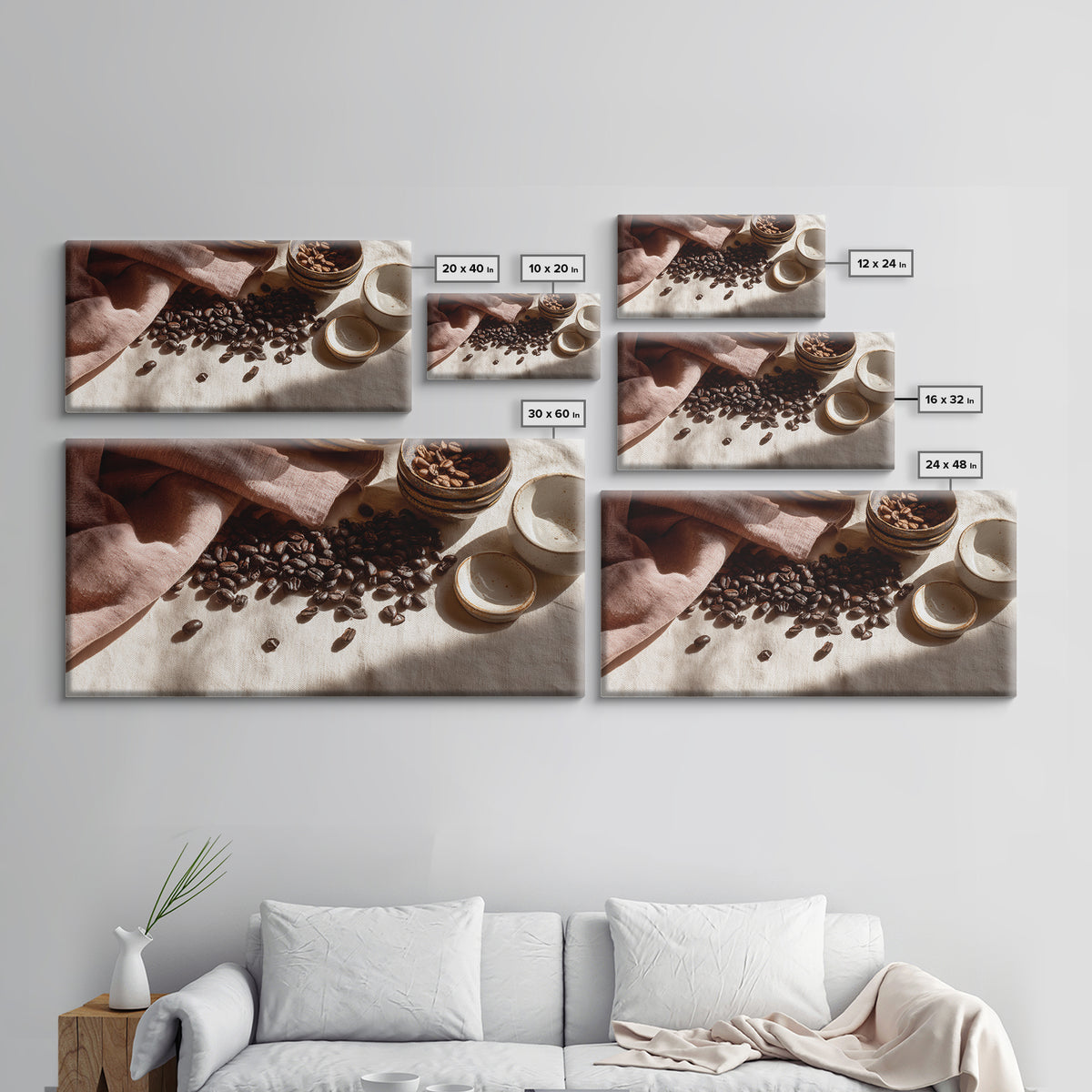Roasted Beans Falling Through Dark Space Framed Canvas Print, Coffee Shop Art, Fine Art Print, Cafe Decor, Fine Art, Cafe, CSA-2x1-16
