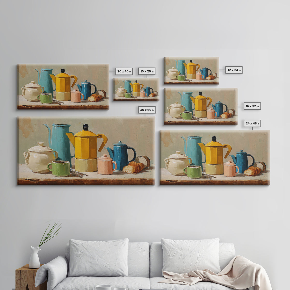 Mid Century Coffee Pot Framed Canvas Print, Coffee Shop Art, Room Decor, Cafe Decor, Fine Art, Cafe, Canvas Wall Art, CSA-2x1-18
