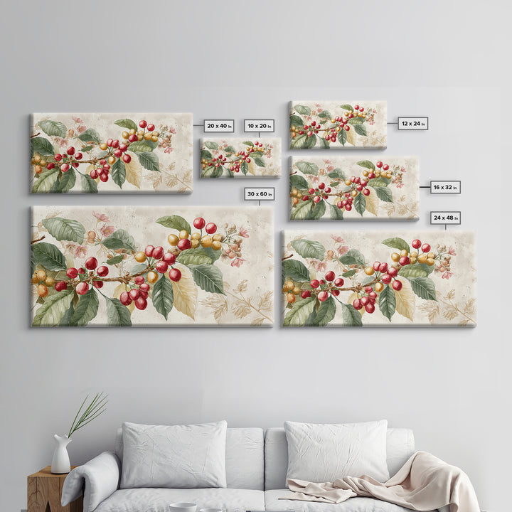 Coffee Farm Landscape Framed Canvas Print, Coffee Shop Art, Food Art, Cafe Decor, Fine Art, Cafe, Minimalist Decor, CSA-2x1-19