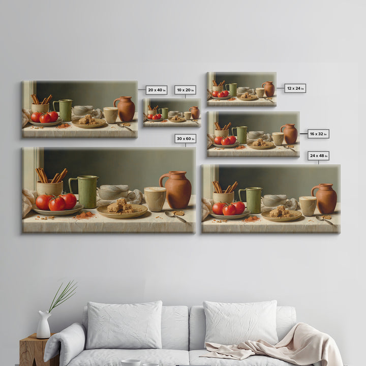 Cinnamon Sticks and Cappuccino Foam Still Life Framed Canvas Print, Coffee Shop Art, Statement Artwork, Cafe Decor, Cafe, CSA-2x1-20