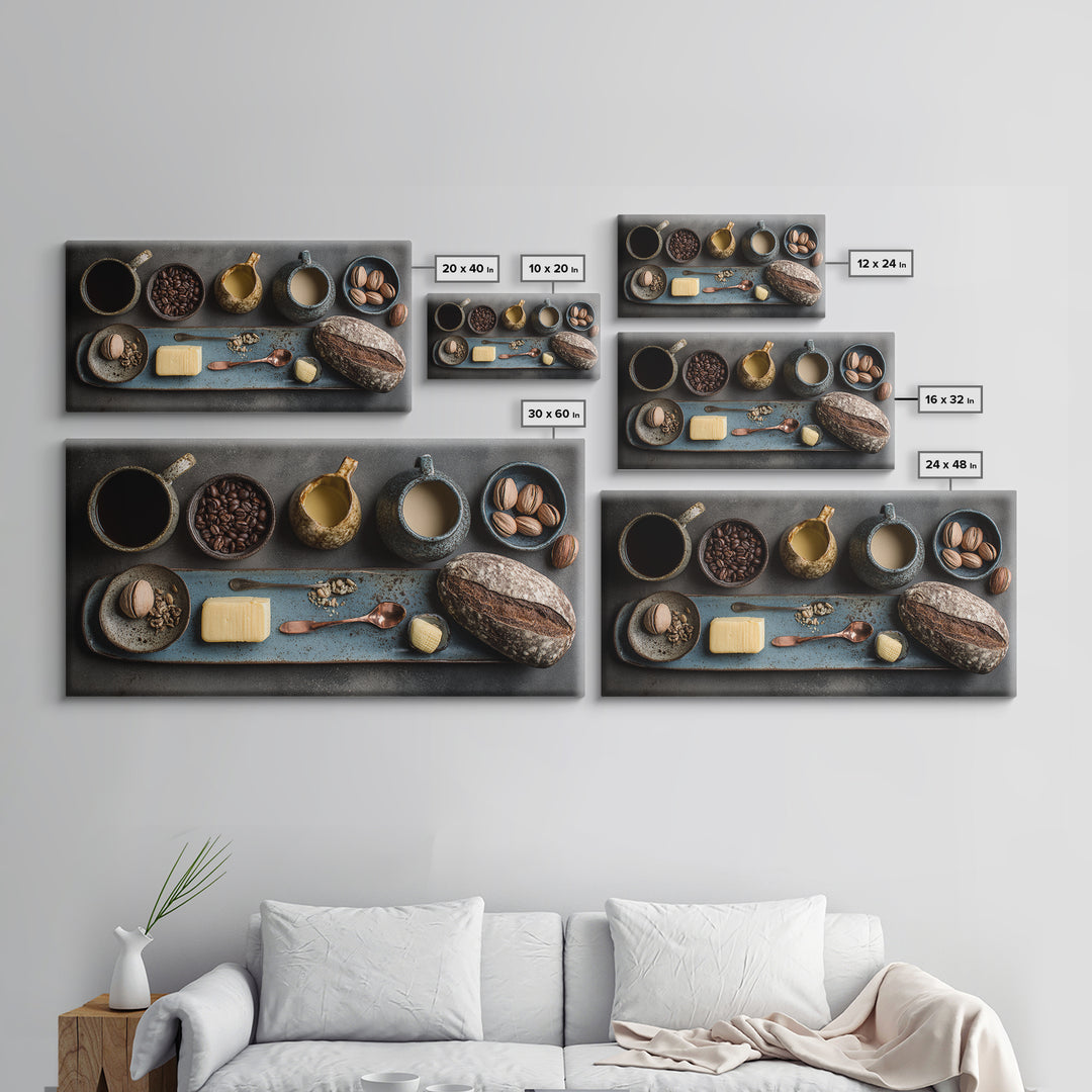 Moody Dark Roast Still Life Framed Canvas Print, Coffee Shop Art, Contemporary Art, Cafe Decor, Fine Art, Cafe, Printable Art, CSA-2x1-28