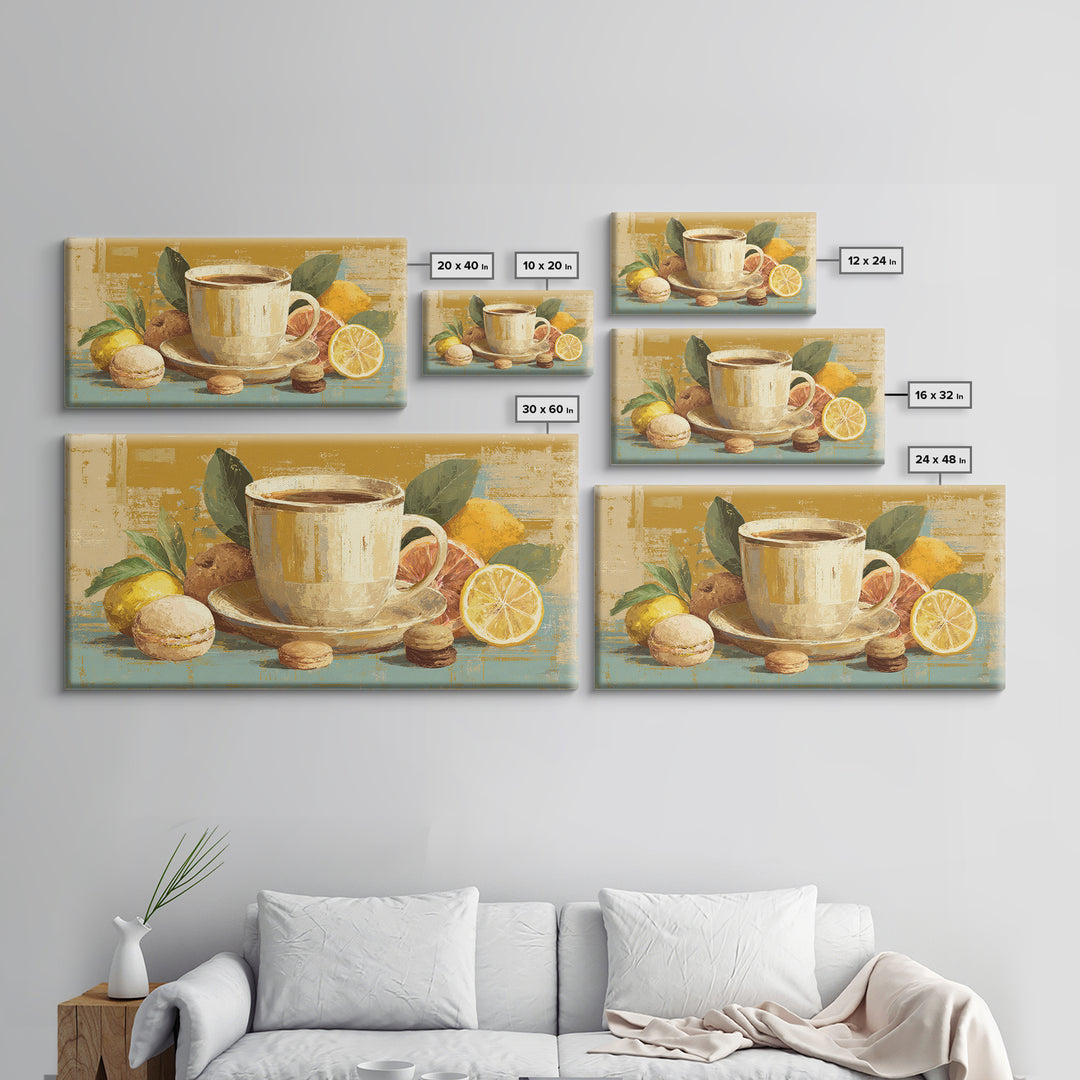 Retro Cafe Poster Coffee Cup Graphic Framed Canvas Print, Coffee Shop Art, Farmhouse Decor, Cafe Decor, Fine Art, Cafe, CSA-2x1-3
