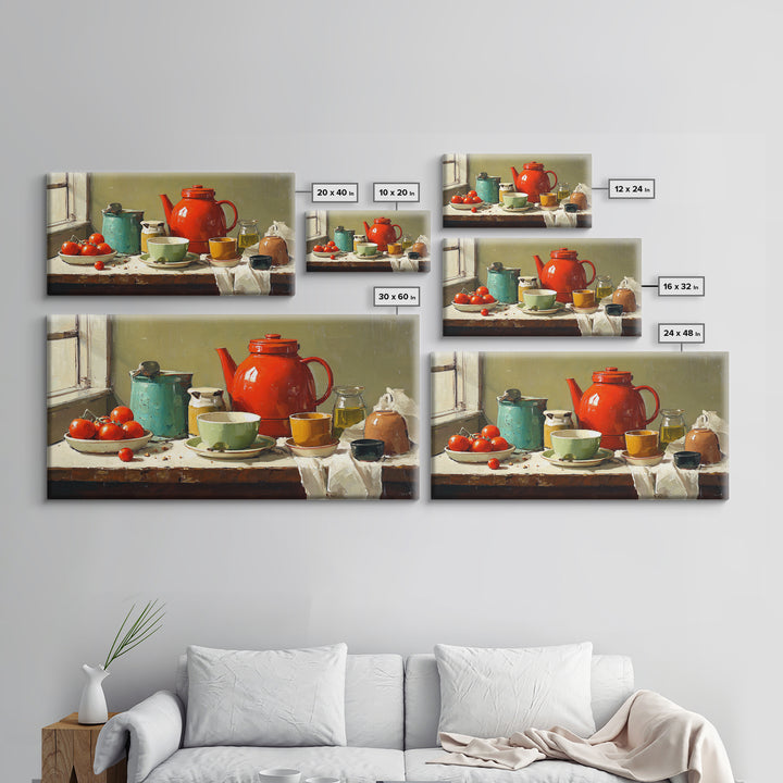 Mid Century Coffee Pot Framed Canvas Print, Coffee Shop Art, Room Decor, Cafe Decor, Fine Art, Cafe, Canvas Wall Art, CSA-2x1-42