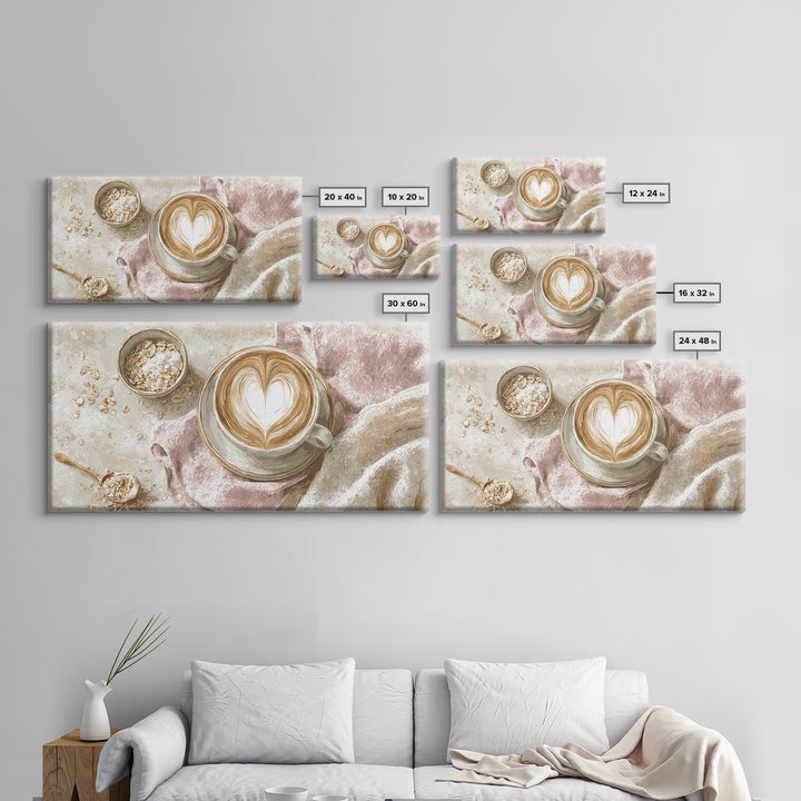 Latte Art Heart Seen from Above Canvas Print, Coffee Shop Art, Art Print, Cafe Decor, Fine Art, Cafe, Dark Academia Decor, CSA-2x1-48
