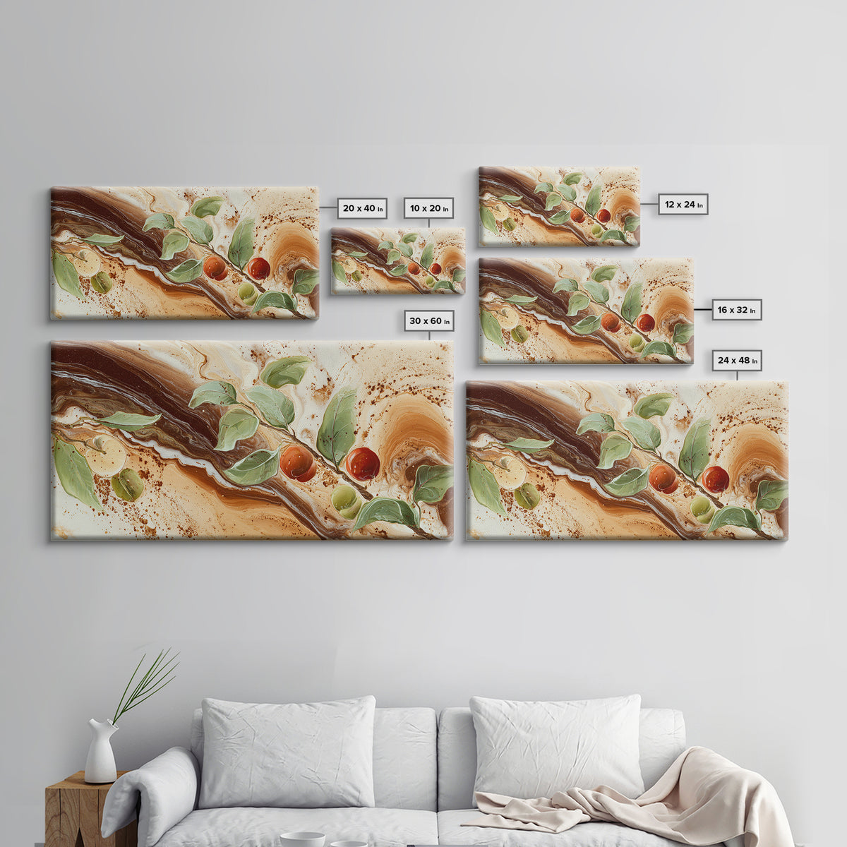 Abstract Brown and Cream Coffee Swirl Framed Canvas Print, Coffee Shop Art, Kitchen Decor, Cafe Decor, Abstract Art, Cafe, CSA-2x1-5