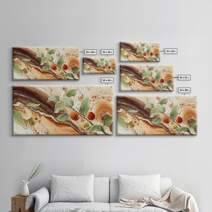 Abstract Brown and Cream Coffee Swirl Framed Canvas Print, Coffee Shop Art, Kitchen Decor, Cafe Decor, Abstract Art, Cafe, CSA-2x1-5