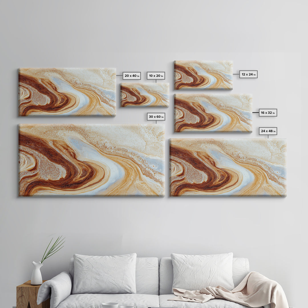 Abstract Brown and Cream Coffee Swirl Canvas Print, Coffee Shop Art, Kitchen Gift, Cafe Decor, Abstract Art, Cafe, Coffee Art, CSA-2x1-53