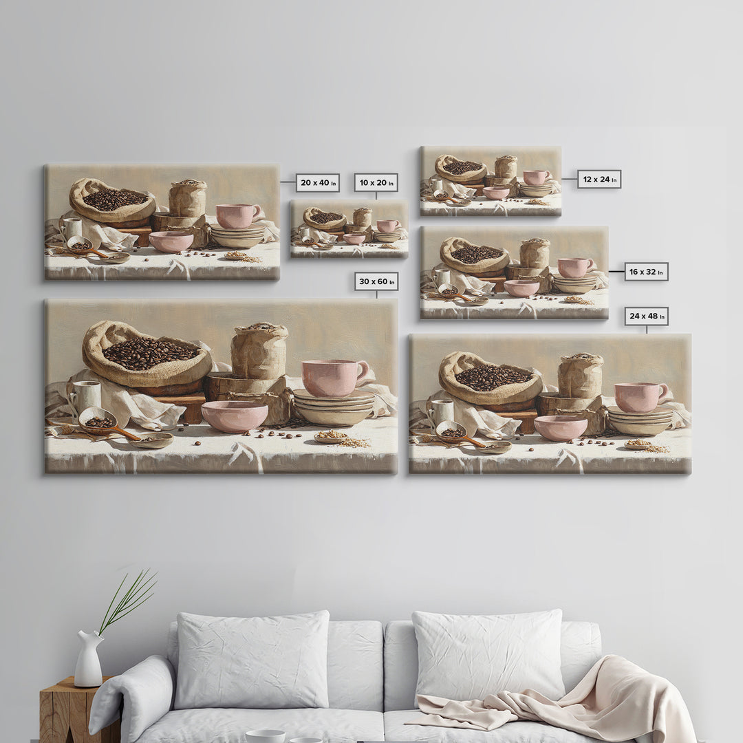 Coffee Beans and Burlap Sack Still Life Canvas Print, Coffee Shop Art, Canvas Wall Art, Cafe Decor, Cafe, Bedroom Wall Art, CSA-2x1-70