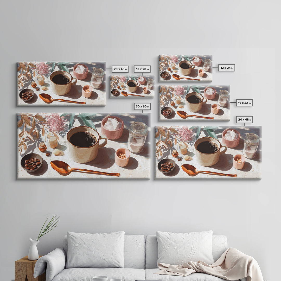 Moody Dark Roast Still Life Canvas Print, Coffee Shop Art, Dark Academia Decor, Cafe Decor, Fine Art, Cafe, Whimsical Art, CSA-2x1-76