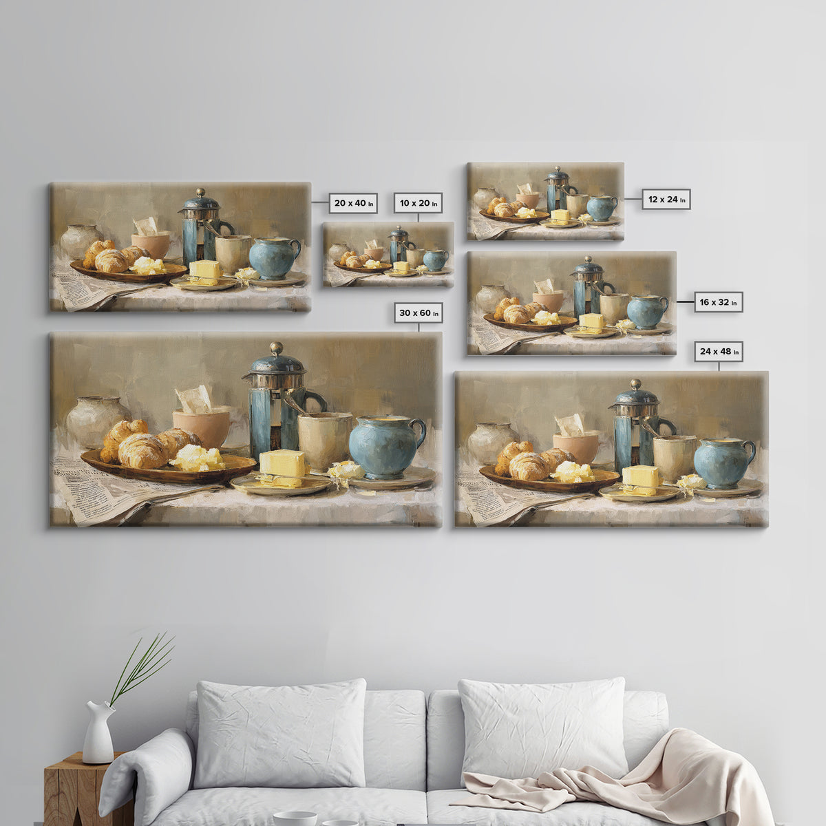 French Press and Morning Newspaper Without Readable Canvas Print, Coffee Shop Art, Art Print, Cafe Decor, Fine Art, Cafe, CSA-2x1-78