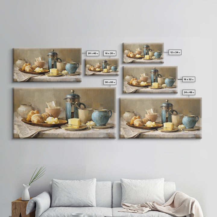 French Press and Morning Newspaper Without Readable Canvas Print, Coffee Shop Art, Art Print, Cafe Decor, Fine Art, Cafe, CSA-2x1-78