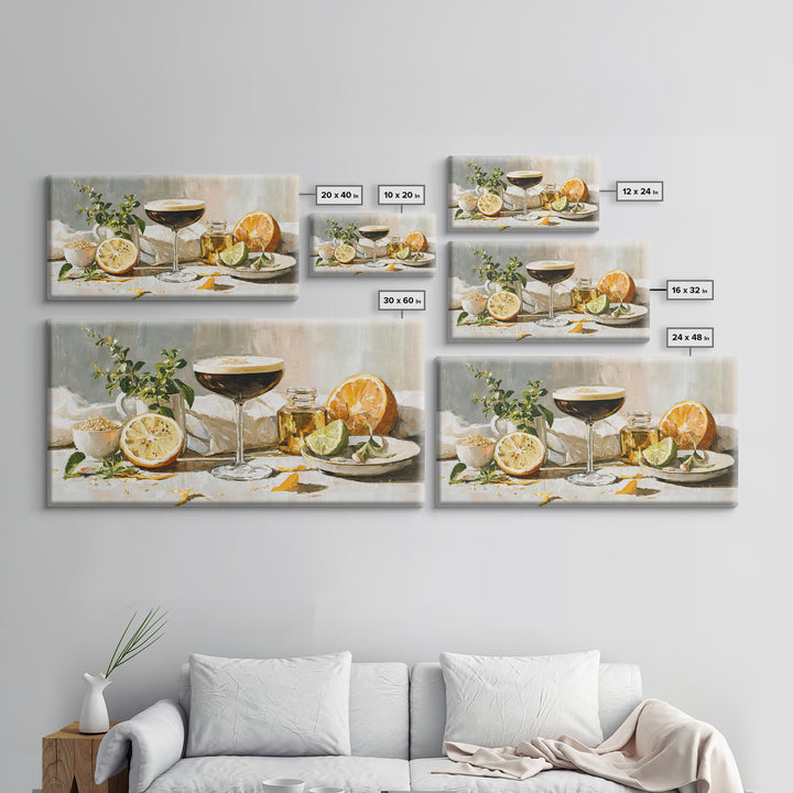 Espresso Martini Coffee Cocktail Still Life Framed Canvas Print, Coffee Shop Art, Dark Academia Decor, Cafe Decor, Cafe, CSA-2x1-85