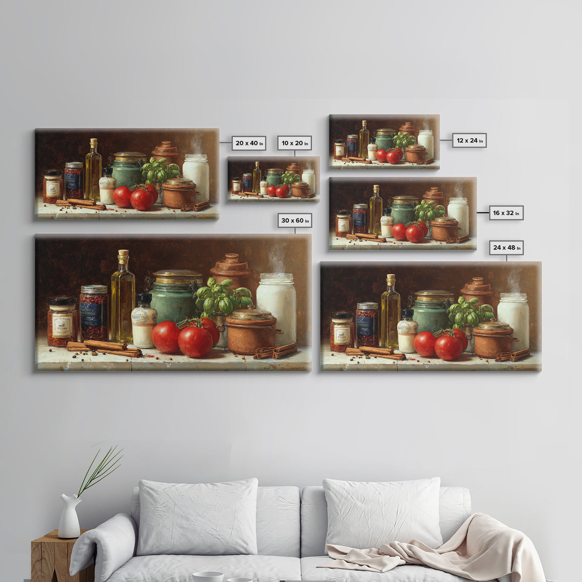 Cinnamon Sticks and Cappuccino Foam Still Life Framed Canvas Print, Coffee Shop Art, Kitchen Gift, Cafe Decor, Oil Painting, CSA-2x1-92