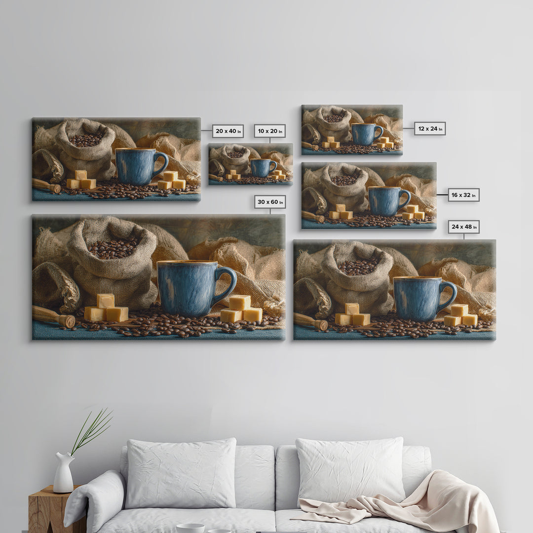 Coffee Beans and Burlap Sack Still Life Canvas Print, Coffee Shop Art, Canvas Wall Art, Cafe Decor, Cafe, Bedroom Wall Art, CSA-2x1-94
