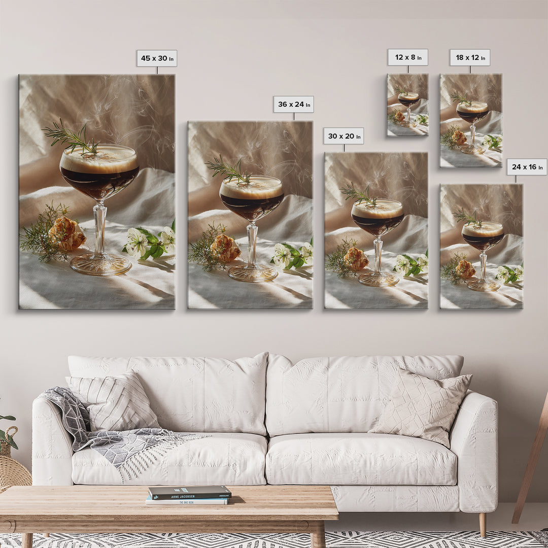 Espresso Martini Coffee Cocktail Still Life Framed Canvas Print, Coffee Shop Art, Canvas Wall Art, Cafe Decor, Fine Art, Cafe, CSA-2x3-1