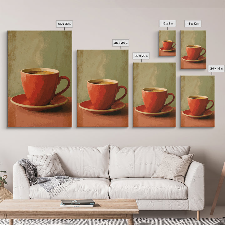 Retro Cafe Poster Coffee Cup Graphic Canvas Print, Coffee Shop Art, Minimalist Decor, Cafe Decor, Cafe, Kitchen Wall Art, CSA-2x3-15