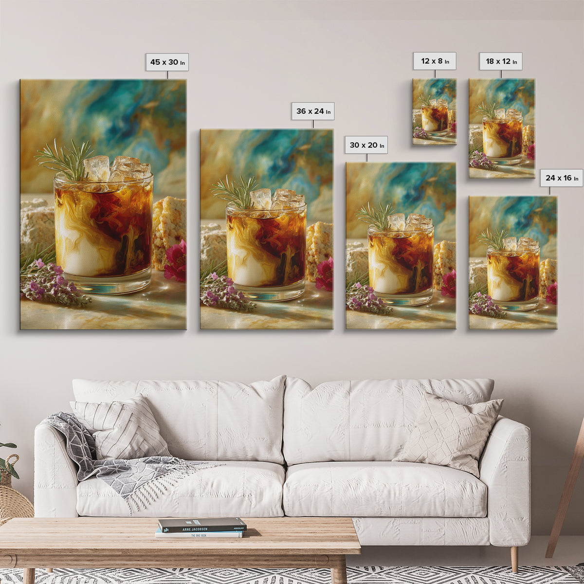 Iced Coffee Glass Framed Canvas Print, Coffee Shop Art, Contemporary Art, Cafe Decor, Cafe, Printable Art, Farmhouse Decor, CSA-2x3-19
