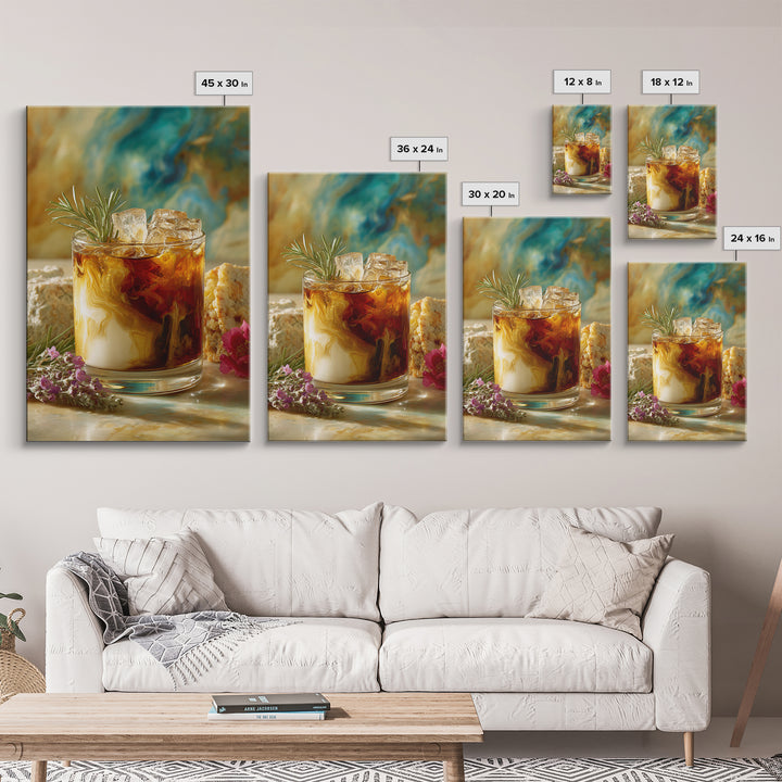 Iced Coffee Glass Framed Canvas Print, Coffee Shop Art, Contemporary Art, Cafe Decor, Cafe, Printable Art, Farmhouse Decor, CSA-2x3-19