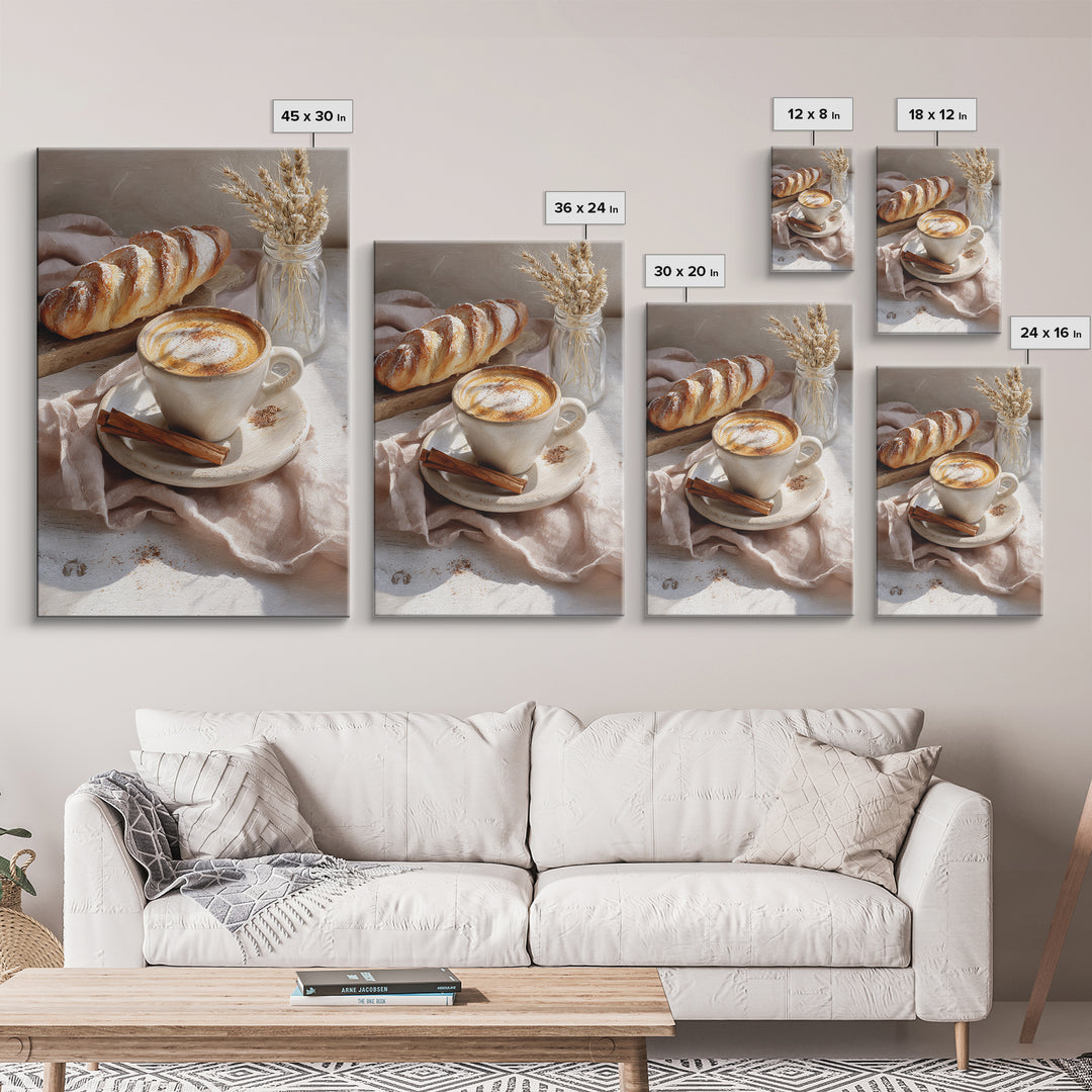 Cinnamon Sticks and Cappuccino Foam Still Life Canvas Print, Coffee Shop Art, Statement Artwork, Cafe Decor, Fine Art, Cafe, CSA-2x3-32