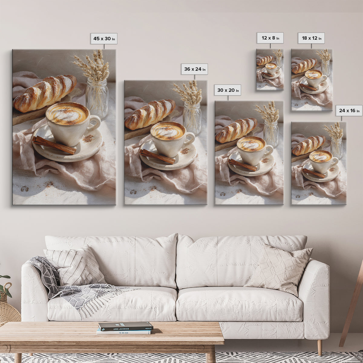 Cinnamon Sticks and Cappuccino Foam Still Life Canvas Print, Coffee Shop Art, Statement Artwork, Cafe Decor, Fine Art, Cafe, CSA-2x3-32