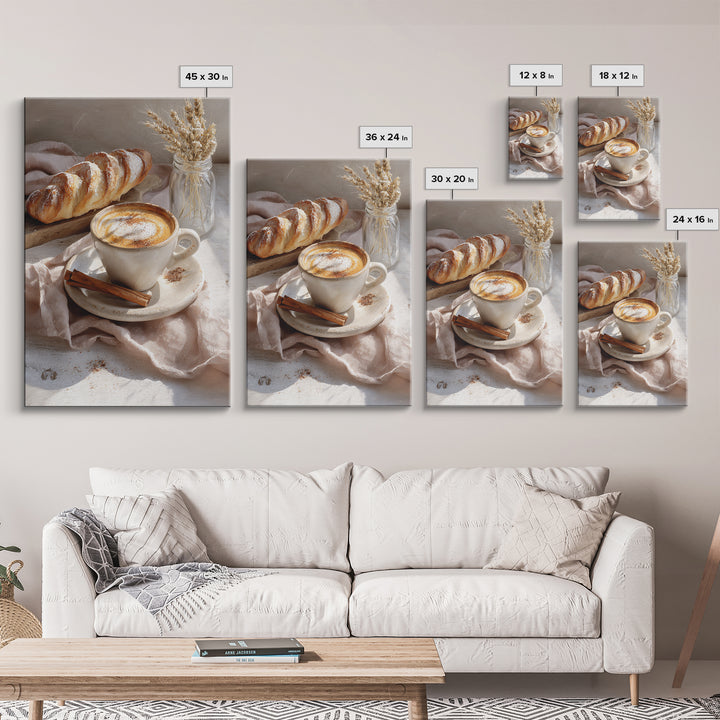 Cinnamon Sticks and Cappuccino Foam Still Life Canvas Print, Coffee Shop Art, Statement Artwork, Cafe Decor, Fine Art, Cafe, CSA-2x3-32