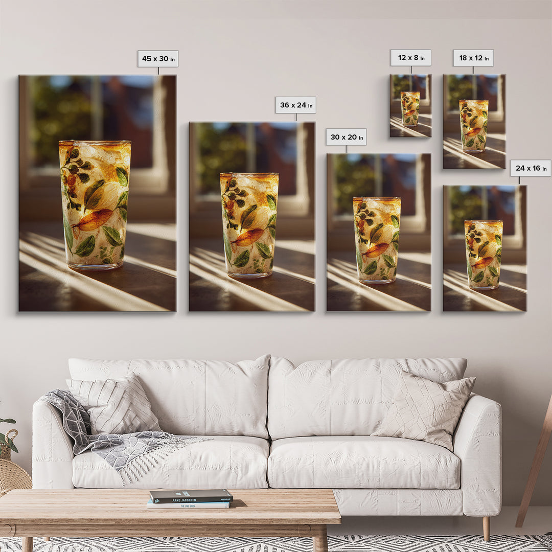Iced Coffee Glass Framed Canvas Print, Coffee Shop Art, Kitchen Wall Art, Cafe Decor, Fine Art, Cafe, Gothic Wall Art, CSA-2x3-43
