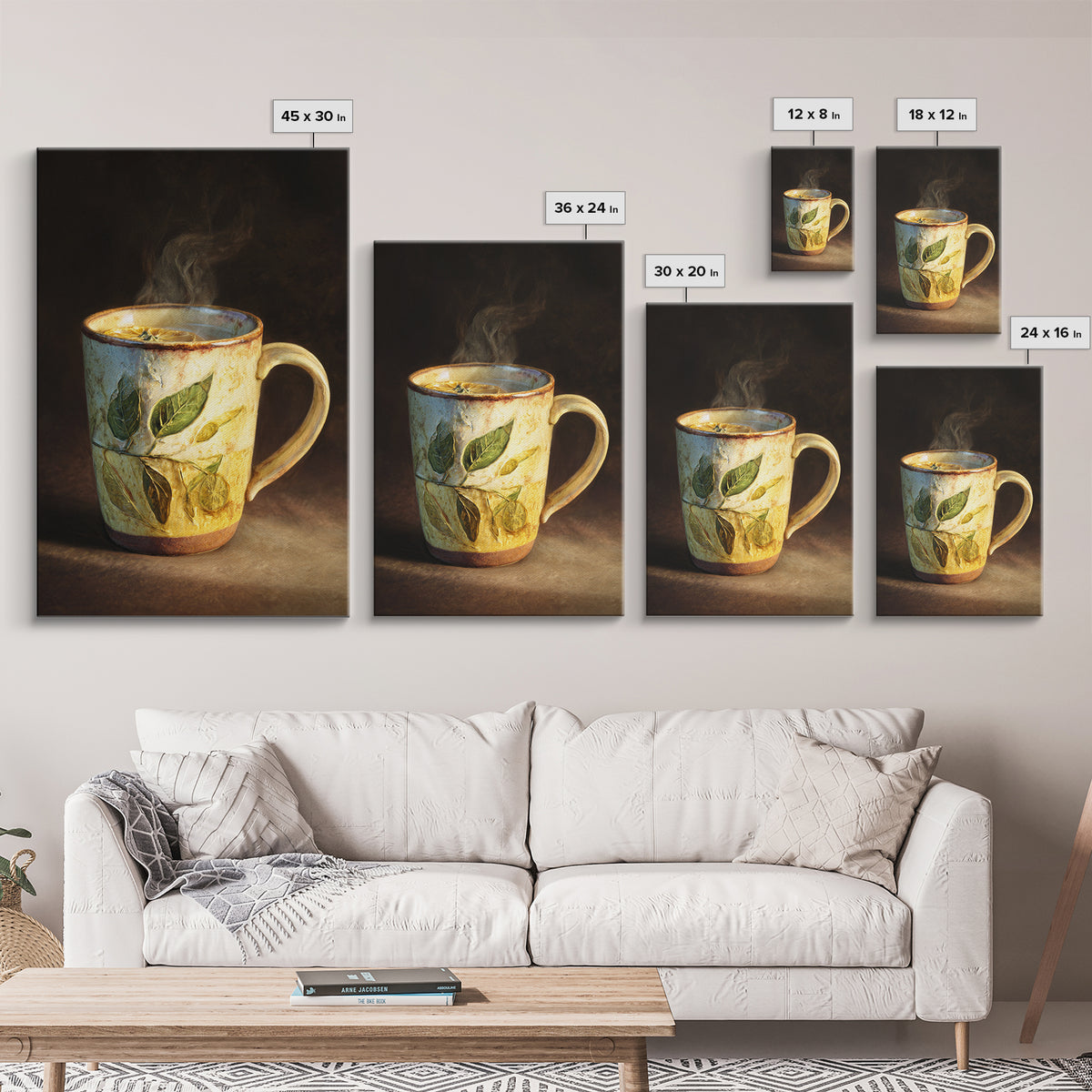 Espresso Cup with Rising Steam and Warm Canvas Print, Coffee Shop Art, Kitchen Wall Decor, Cafe Decor, Oil Painting, Cafe, CSA-2x3-57
