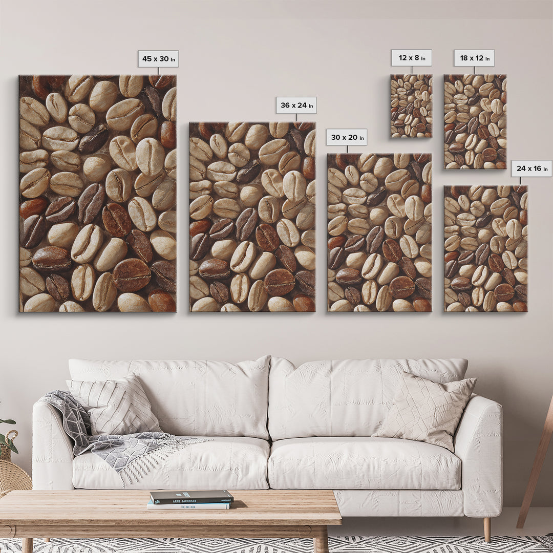 Coffee Bean Pattern Canvas Print, Coffee Shop Art, Dopamine Decor, Cafe Decor, Fine Art, Cafe, Coffee Wall Art, Gallery Decor, CSA-2x3-71