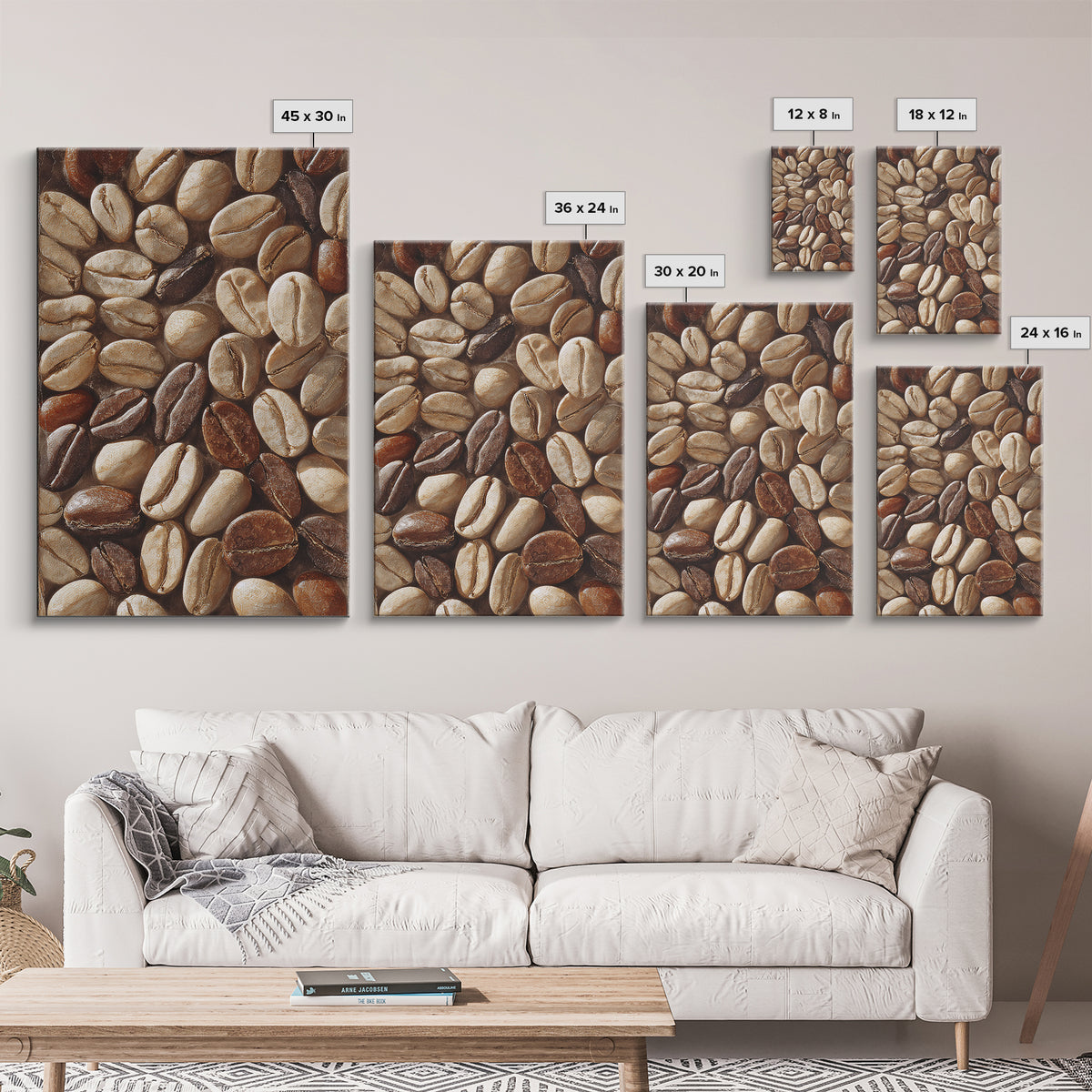 Coffee Bean Pattern Canvas Print, Coffee Shop Art, Dopamine Decor, Cafe Decor, Fine Art, Cafe, Coffee Wall Art, Gallery Decor, CSA-2x3-71