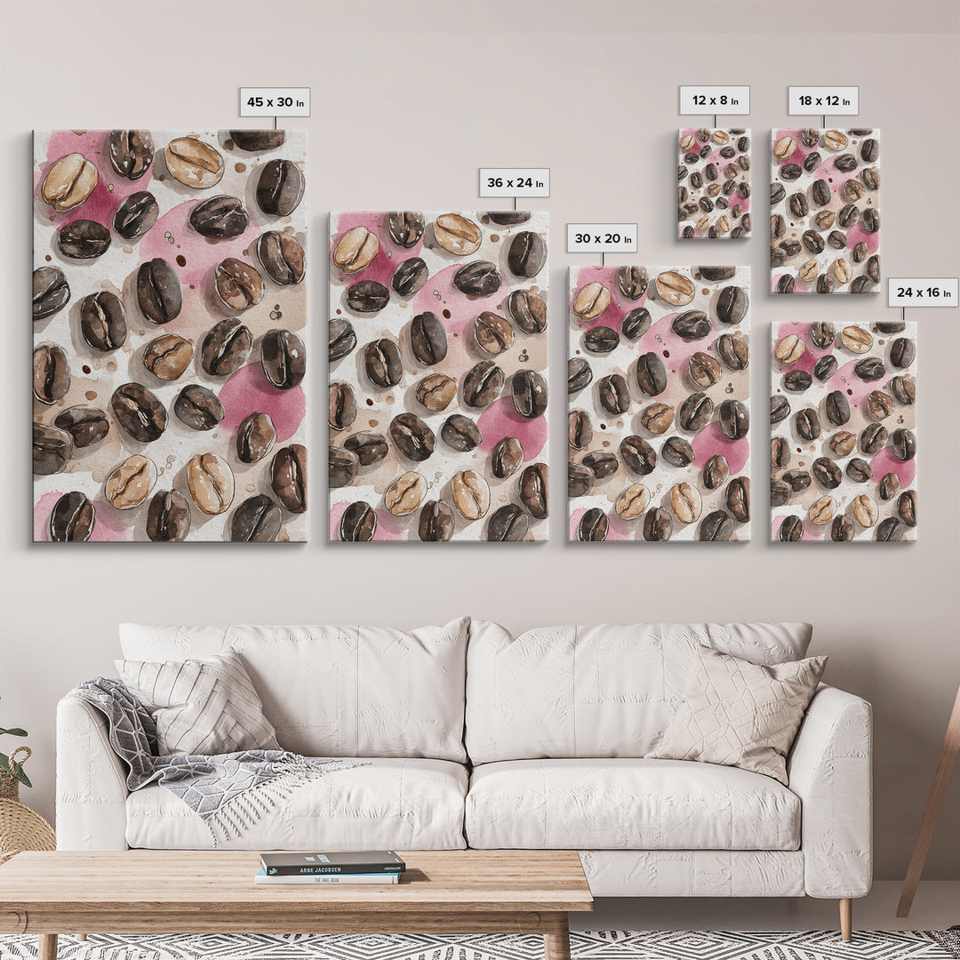 Roasted Beans Falling Through Dark Space Framed Canvas Print, Coffee Shop Art, Moody Wall Art, Cafe Decor, Fine Art, Cafe, CSA-2x3-76