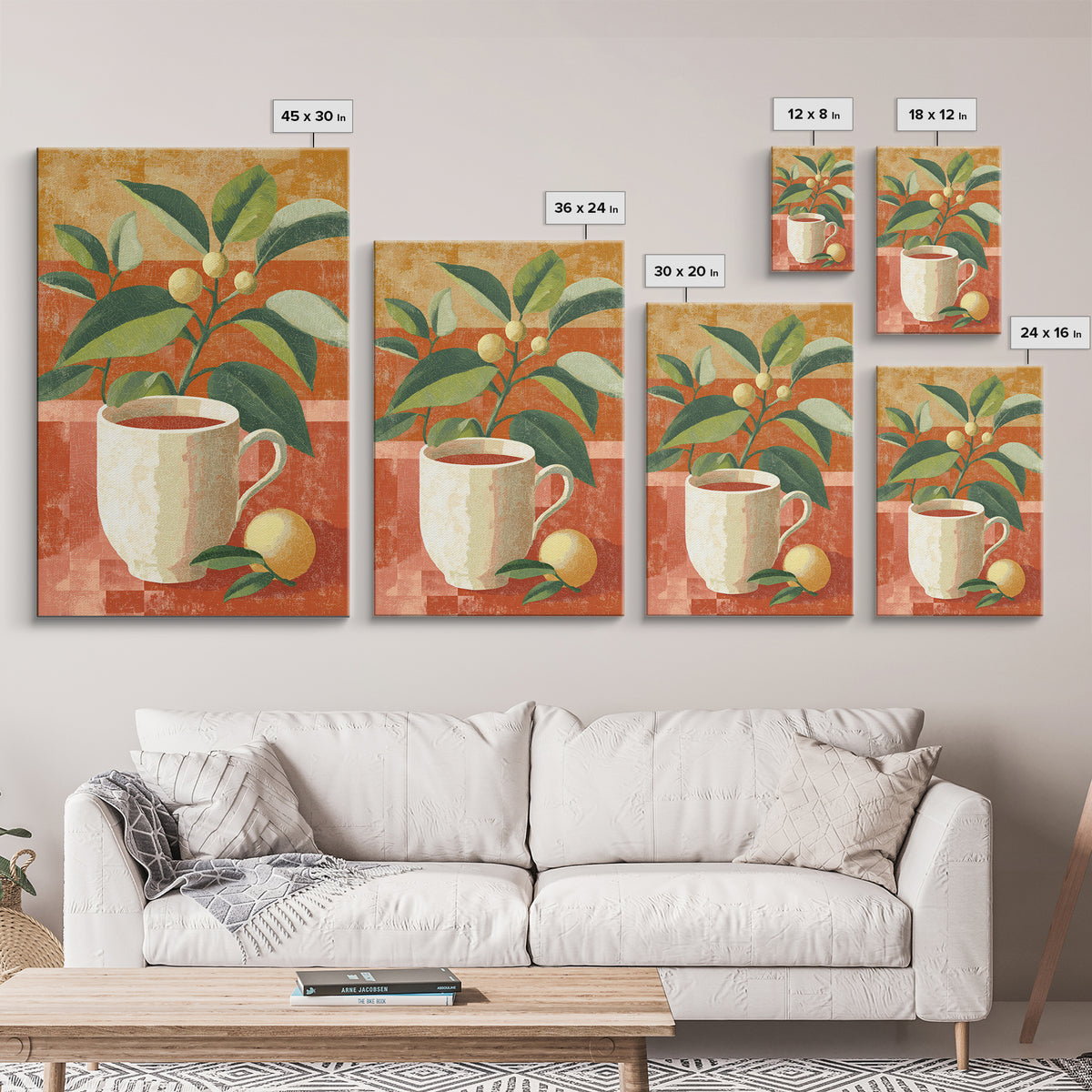 Retro Cafe Poster Coffee Cup Graphic Framed Canvas Print, Coffee Shop Art, Coffee Art, Cafe Decor, Fine Art, Cafe, CSA-2x3-87