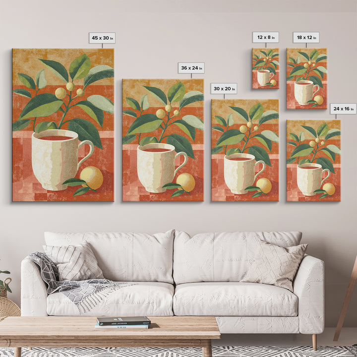 Retro Cafe Poster Coffee Cup Graphic Framed Canvas Print, Coffee Shop Art, Coffee Art, Cafe Decor, Fine Art, Cafe, CSA-2x3-87