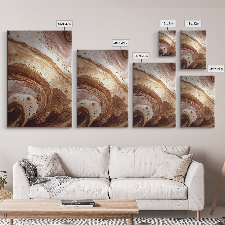 Abstract Brown and Cream Coffee Swirl Framed Canvas Print, Coffee Shop Art, Gothic Wall Art, Cafe Decor, Abstract Art, Cafe, CSA-2x3-89