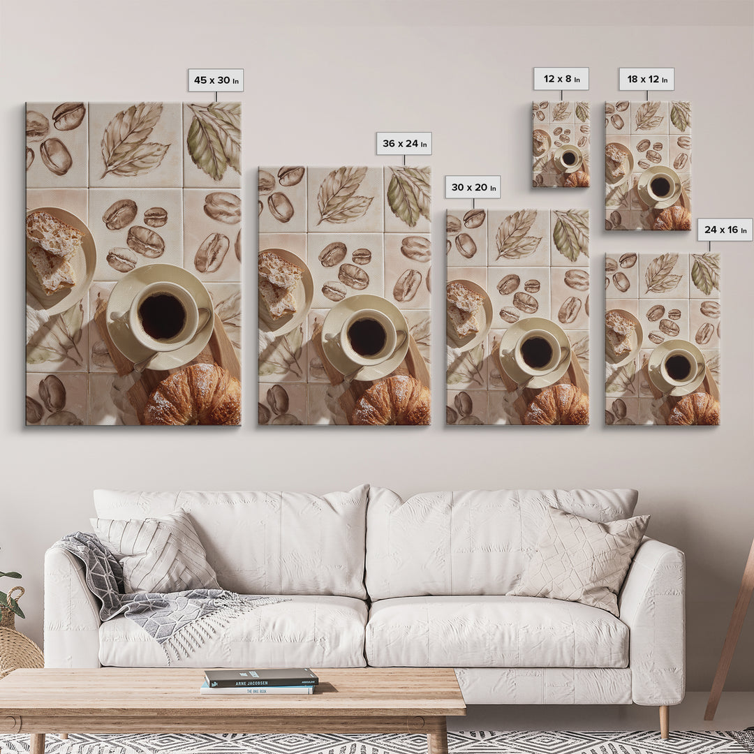 Coffee Bean Pattern Canvas Print, Coffee Shop Art, Whimsical Art, Cafe Decor, Oil Painting, Cafe, Minimalist Decor, CSA-2x3-95