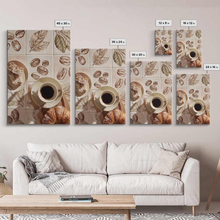 Coffee Bean Pattern Canvas Print, Coffee Shop Art, Whimsical Art, Cafe Decor, Oil Painting, Cafe, Minimalist Decor, CSA-2x3-95