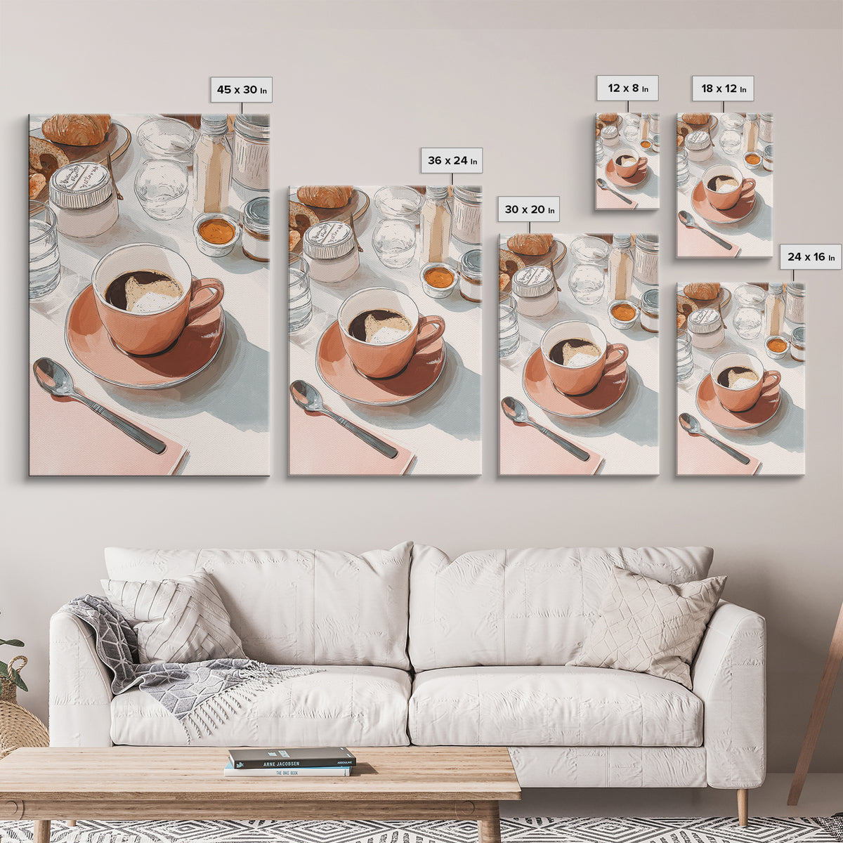Minimal Line Art of a Cup and Framed Canvas Print, Coffee Shop Art, Kitchen Decor, Cafe Decor, Abstract Art, Cafe, CSA-2x3-98
