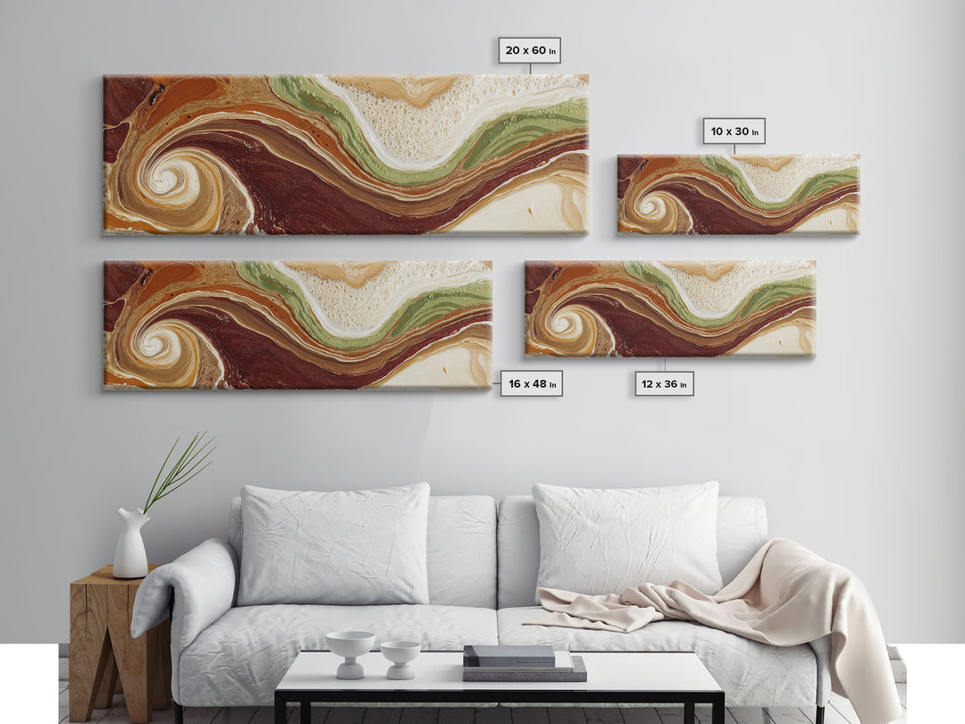 Abstract Brown and Cream Coffee Swirl Canvas Print, Coffee Shop Art, Minimalist Wall Art, Cafe Decor, Fine Art, Cafe, CSA-3x1-49