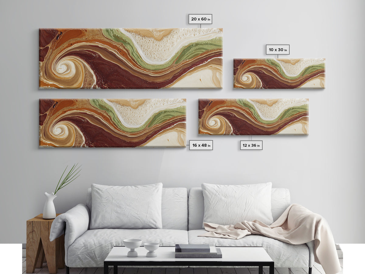 Abstract Brown and Cream Coffee Swirl Canvas Print, Coffee Shop Art, Minimalist Wall Art, Cafe Decor, Fine Art, Cafe, CSA-3x1-49