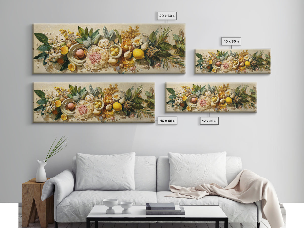 Sunlit Pastry and Coffee Arrangement Framed Canvas Print, Coffee Shop Art, Art Print, Cafe Decor, Cafe, Dark Academia Decor, CSA-3x1-59