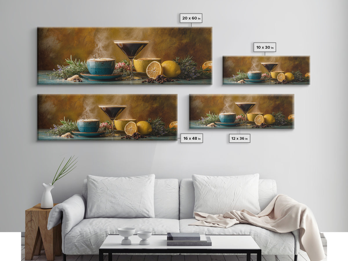Espresso Martini Coffee Cocktail Still Life Framed Canvas Print, Coffee Shop Art, Dark Academia Decor, Cafe Decor, Cafe, CSA-3x1-9