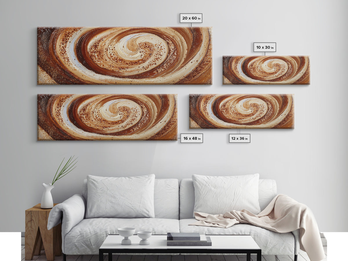 Abstract Brown and Cream Coffee Swirl Canvas Print, Coffee Shop Art, Luxury Decor, Cafe Decor, Abstract Art, Cafe, CSA-3x1-97