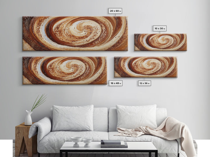 Abstract Brown and Cream Coffee Swirl Canvas Print, Coffee Shop Art, Luxury Decor, Cafe Decor, Abstract Art, Cafe, CSA-3x1-97