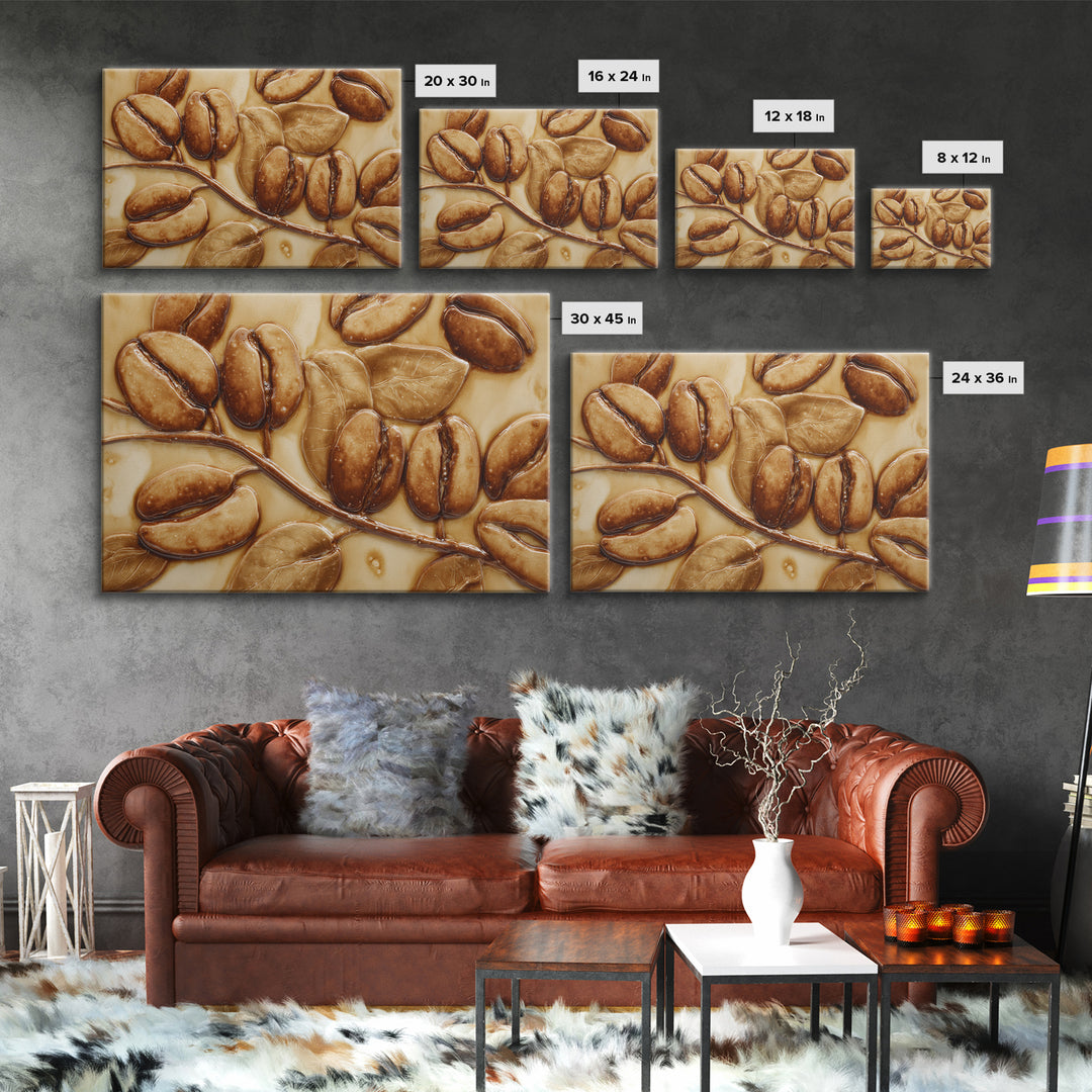 Coffee Bean Pattern Framed Canvas Print, Coffee Shop Art, Statement Artwork, Cafe Decor, Fine Art, Cafe, Art Print, Printable, CSA-3x2-19