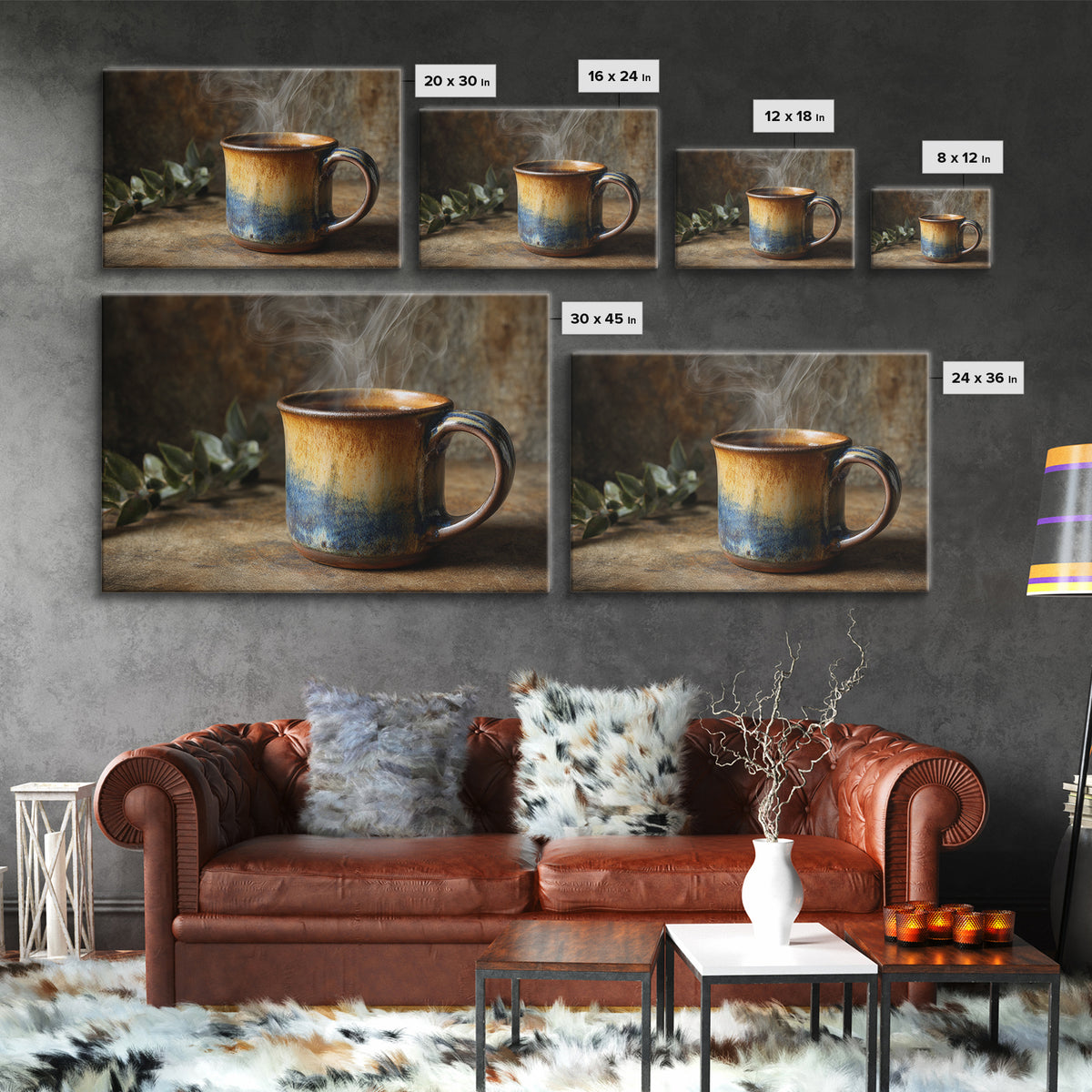 Espresso Cup with Rising Steam and Warm Canvas Print, Coffee Shop Art, Modern Decor, Cafe Decor, Fine Art, Cafe, Wall Decor, CSA-3x2-29